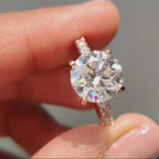 1.0 - 2.0 CT Round Cut Moissanite Hidden Halo Engagement Ring