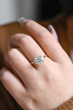 Solid Gold East-West Solitaire Oval Cut Moissanite Engagement Ring, Promise Ring