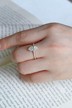 Solid Gold Marquise Marquise Moissanite Ring, Cathedral Half Eternity Ring