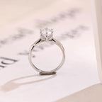 Solid Gold Oval Moissanite Engagement Ring, Half Eternity Promise Ring