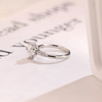 Solid Gold Oval Moissanite Engagement Ring, Half Eternity Promise Ring