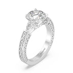 Enchanted Star Diamond And Gold Disney Princess Aurora Vintage Filigree Three Stone Engagement Ring
