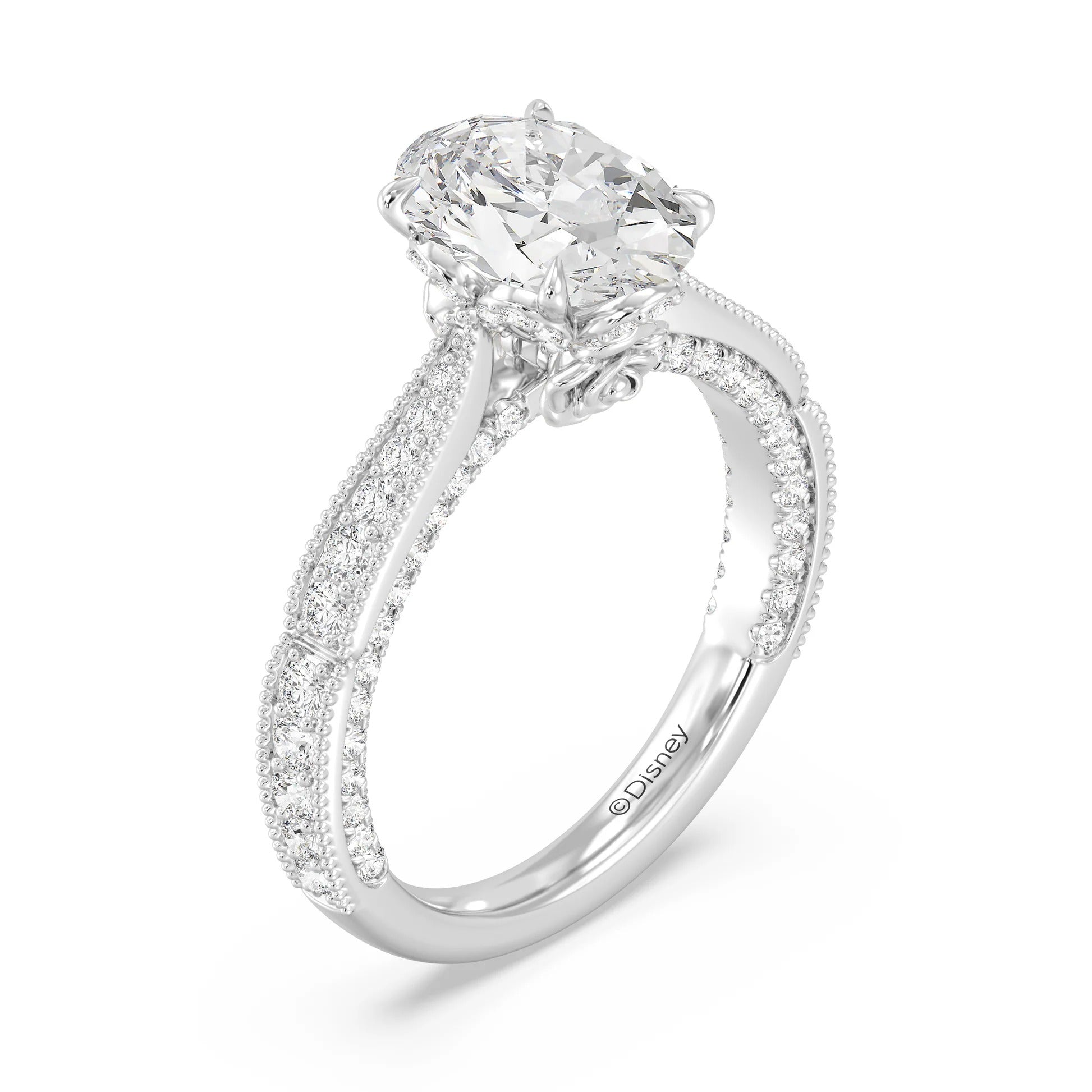 Enchanted Star Diamond And Gold Disney Princess Belle Vintage Milgrain Engagement Ring