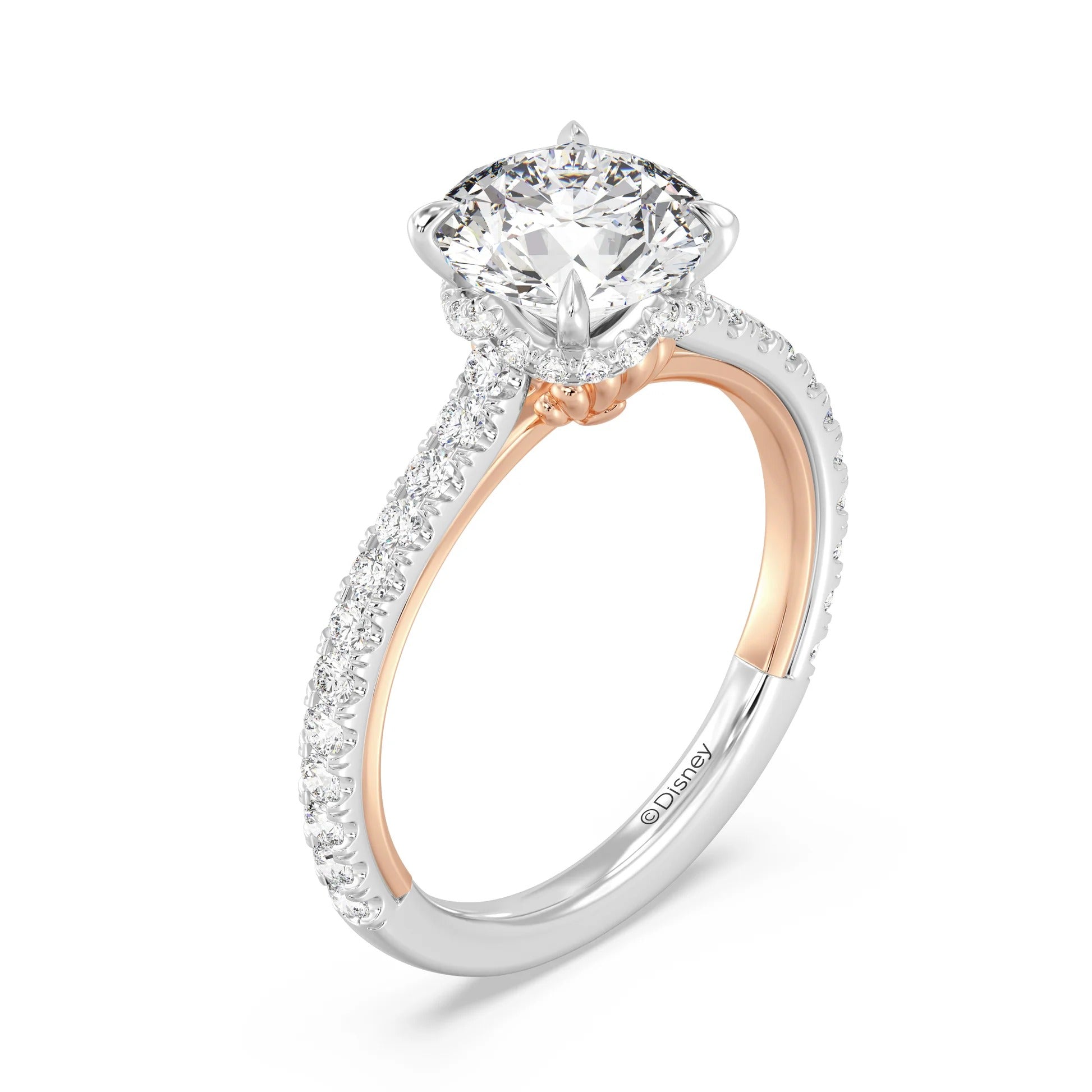 Enchanted Star Diamond And Gold Disney Princess Ariel Hidden Halo Engagement Ring Secondary image