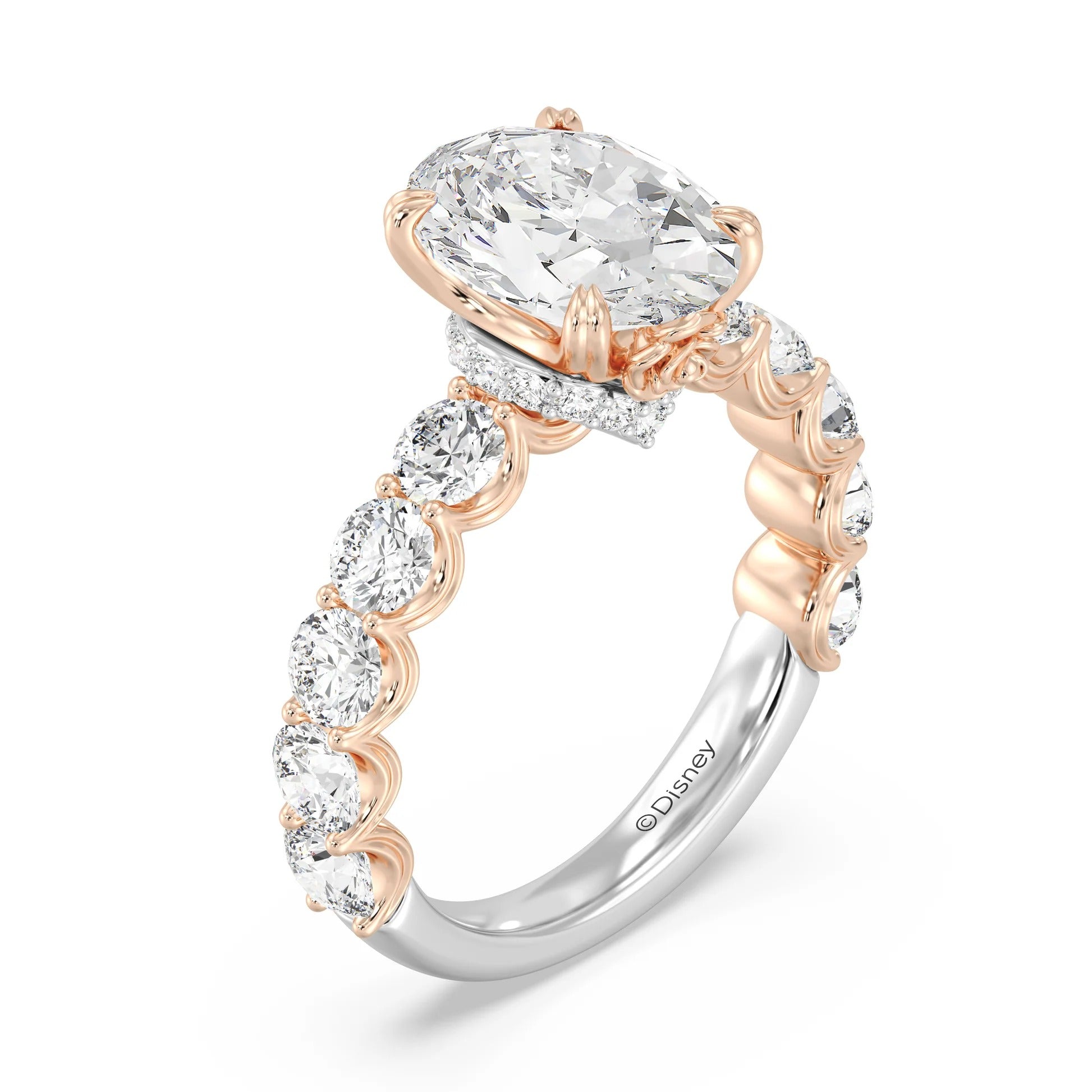 Enchanted Star Diamond And Gold Disney Princess Belle Hidden Halo Engagement Ring Secondary image