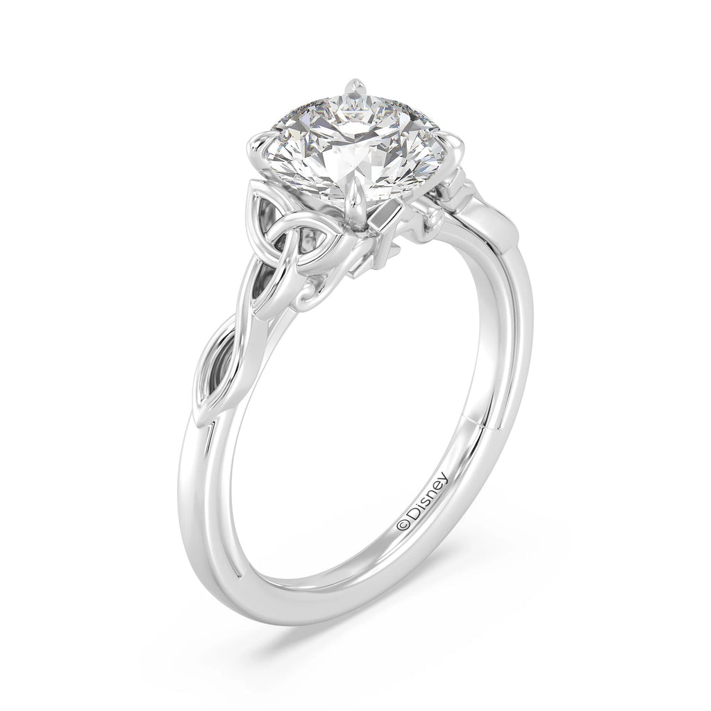 Enchanted Star Diamond And Gold Disney Princess Merida Celtic Solitaire Engagement Ring