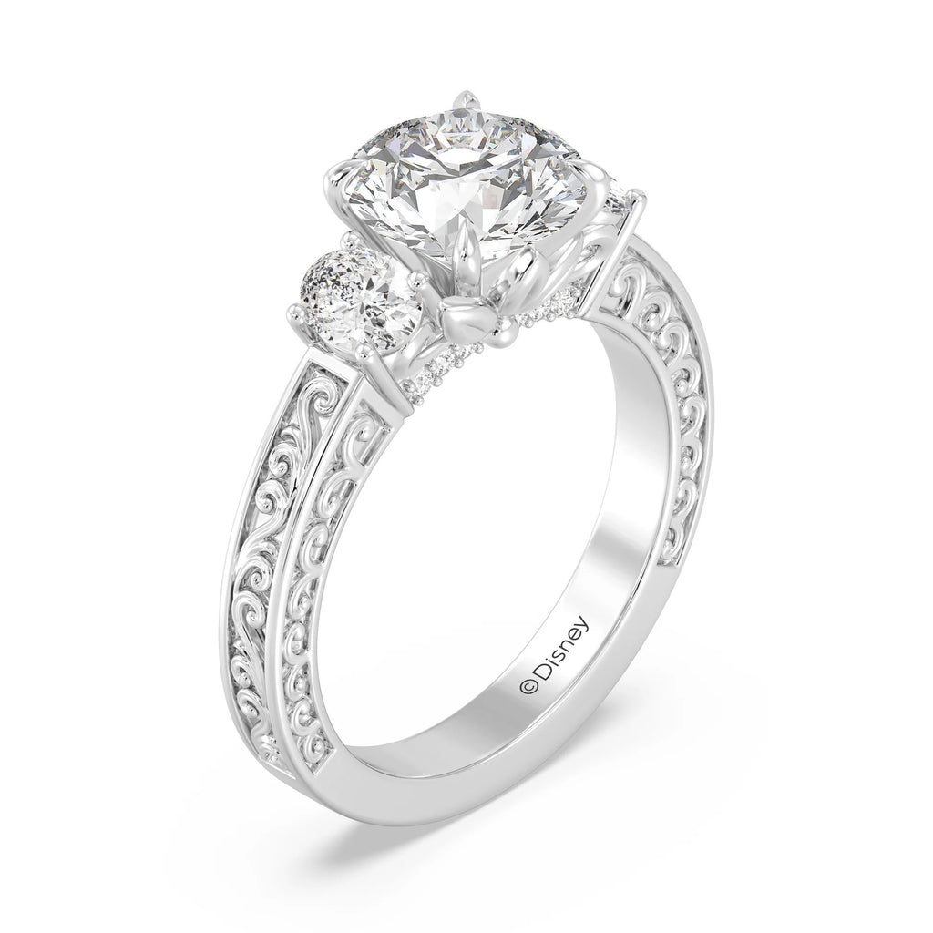 Enchanted Star Diamond And Gold Disney Princess Rapunzel Vintage Oval Three Stone Engagement Ring