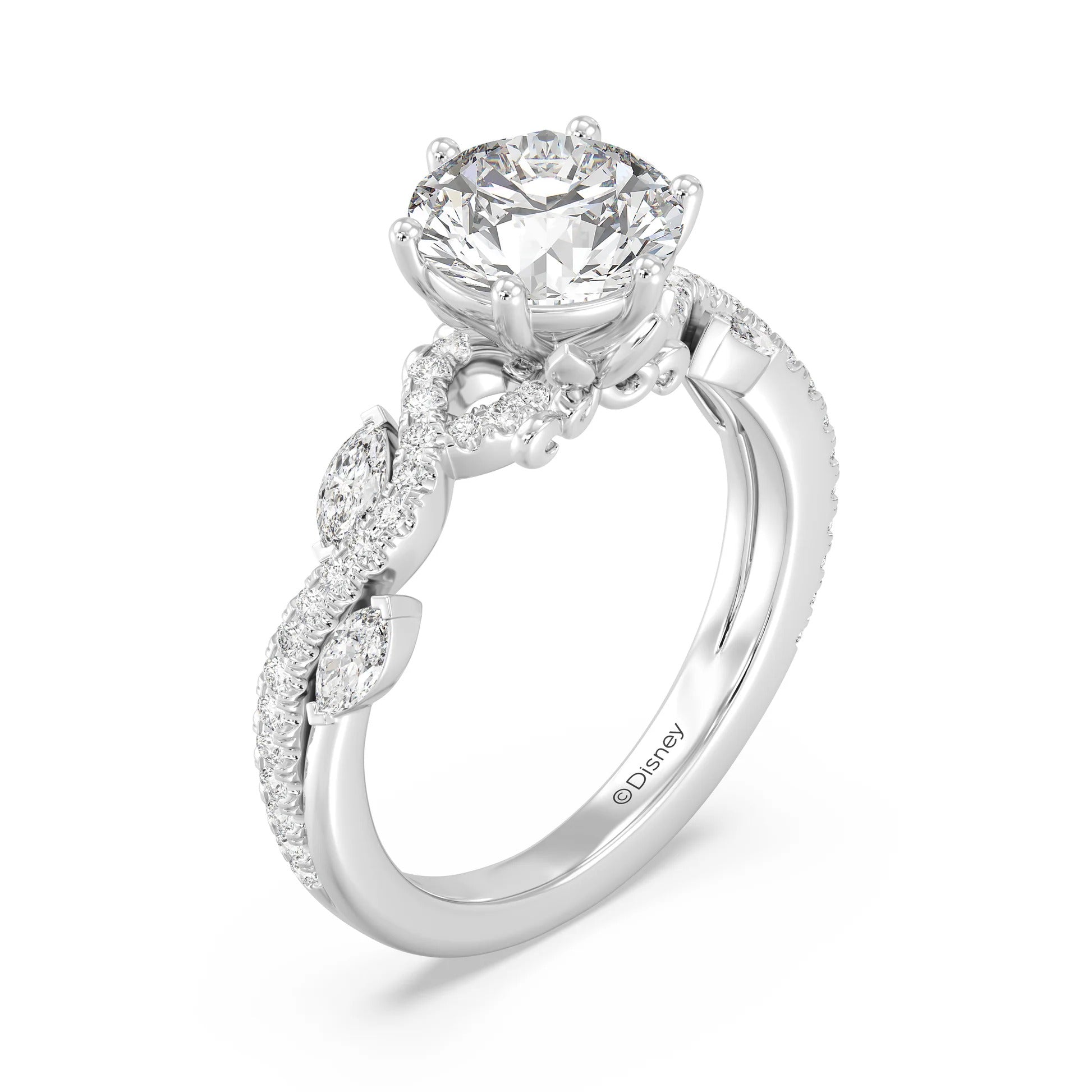 Enchanted Star Diamond And Gold Disney Princess Rapunzel Pavé Vine Engagement Ring Secondary image