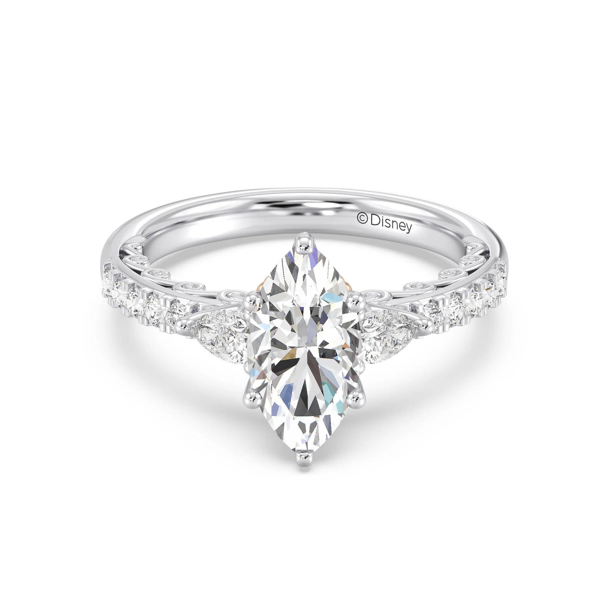 Enchanted Star Diamond Gold Ariel Shell Gallery Engagement Ring Image principale du produit