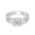 Enchanted Star Diamond And Gold Disney Princess Aurora Vintage Filigree Three Stone Engagement Ring