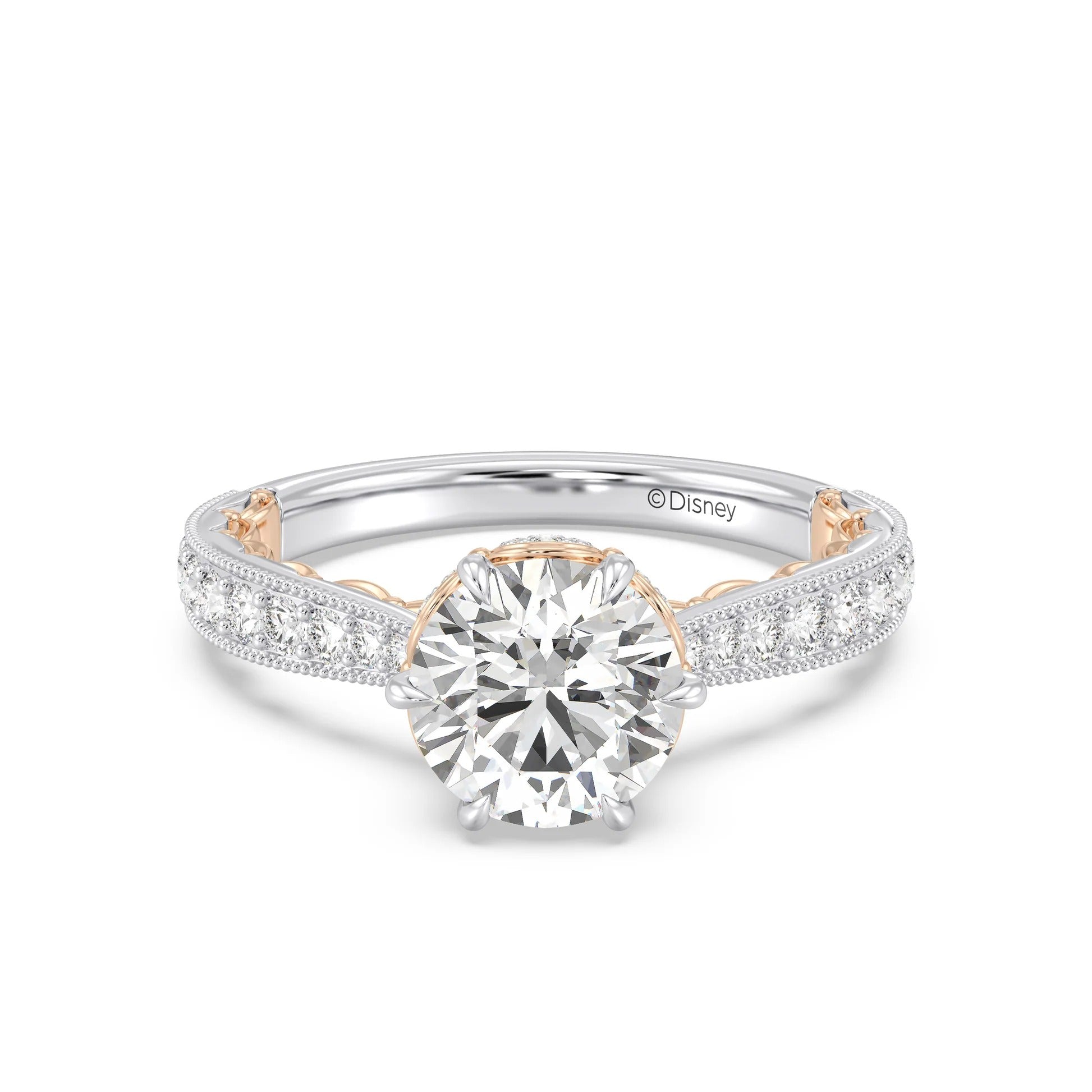 Enchanted Star Diamond And Gold Disney Princess Belle Vintage Ballroom Engagement Ring