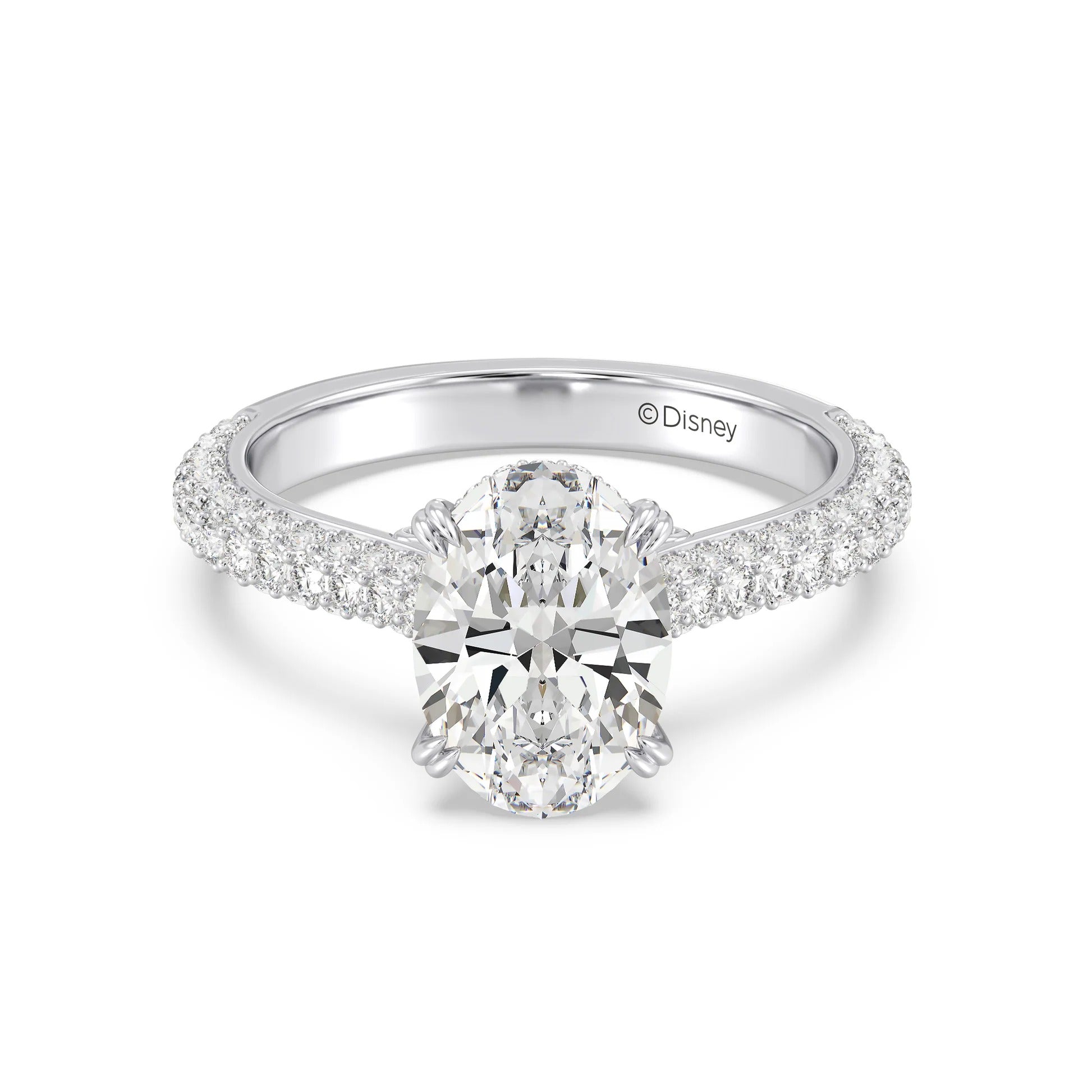 Enchanted Star Diamond And Gold Disney Princess Cinderella Three Row Pave Carriage Engagement Ring Main image