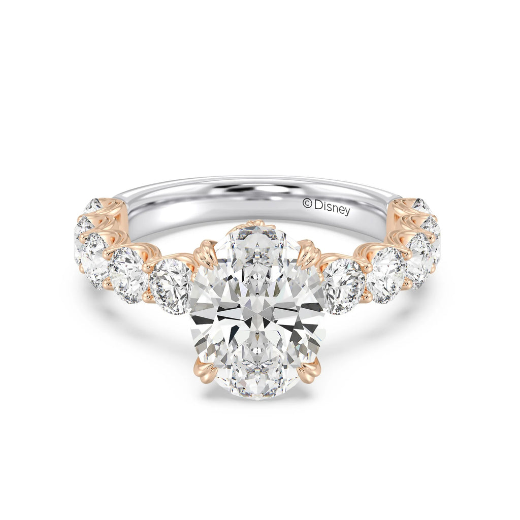 Enchanted Star Diamond And Gold Disney Princess Belle Hidden Halo Engagement Ring