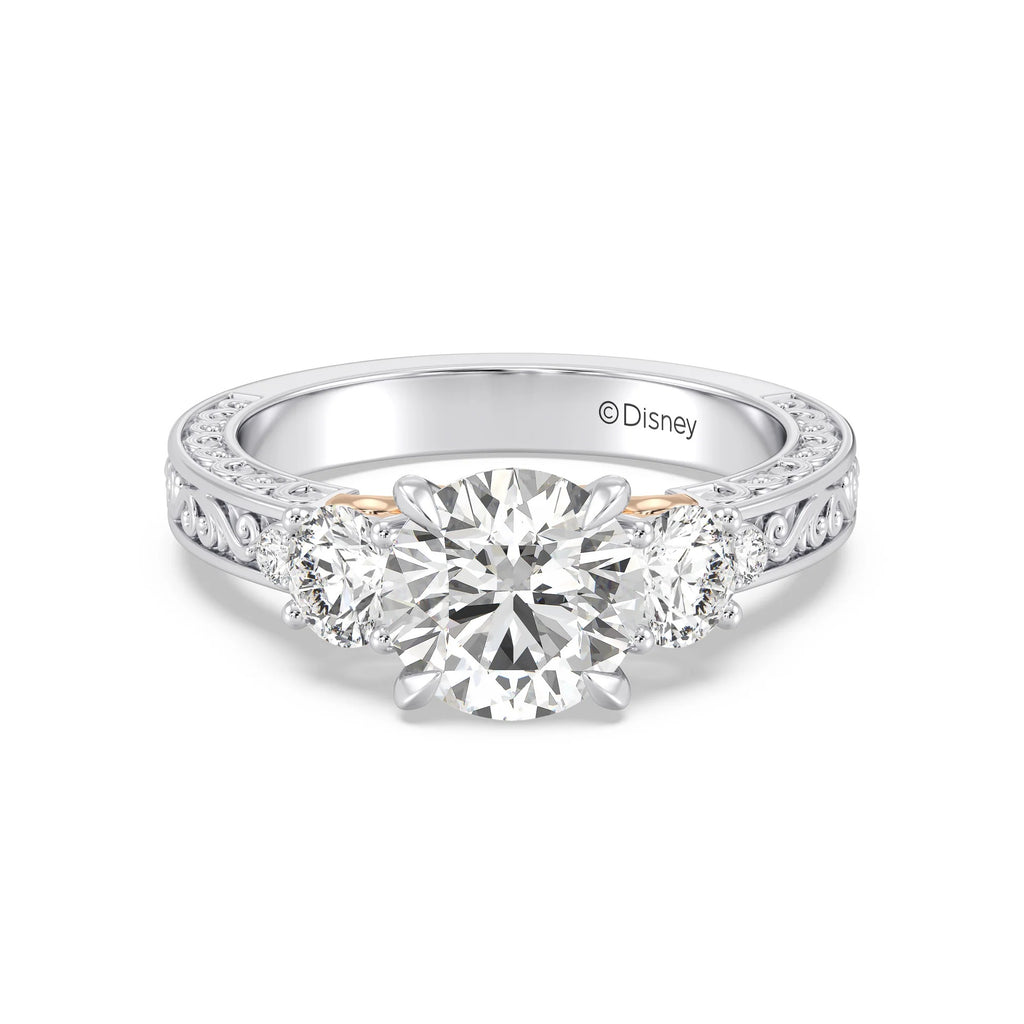 Enchanted Star Diamond And Gold Disney Princess Rapunzel Vintage Round Three Stone Engagement Ring