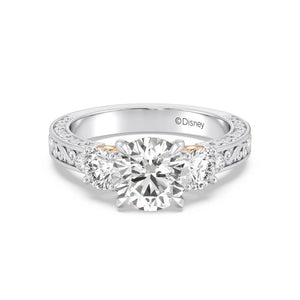 Enchanted Star Diamond And Gold Disney Princess Rapunzel Vintage Round Three Stone Engagement Ring