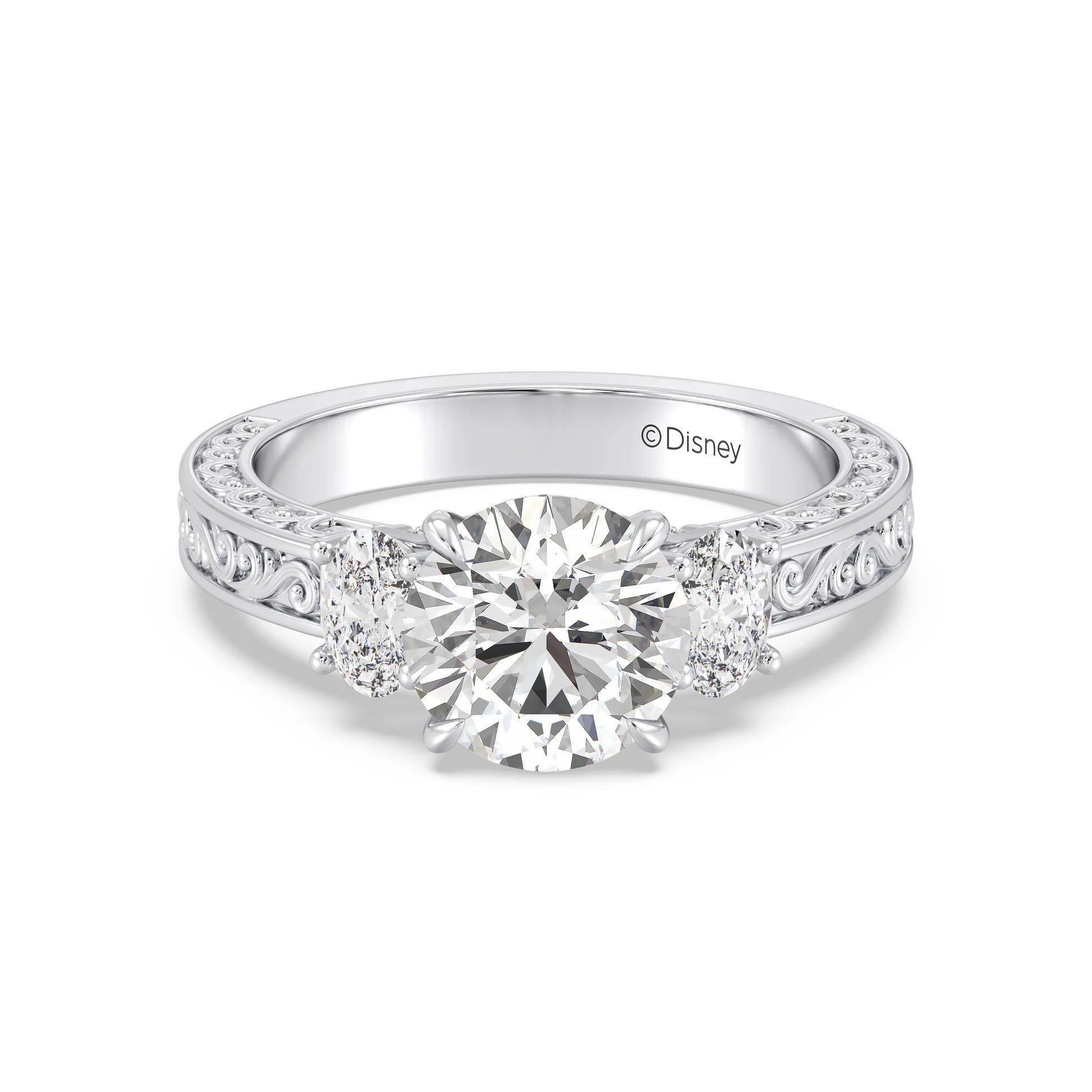 Enchanted Star Diamond And Gold Disney Princess Rapunzel Vintage Oval Three Stone Engagement Ring Main image