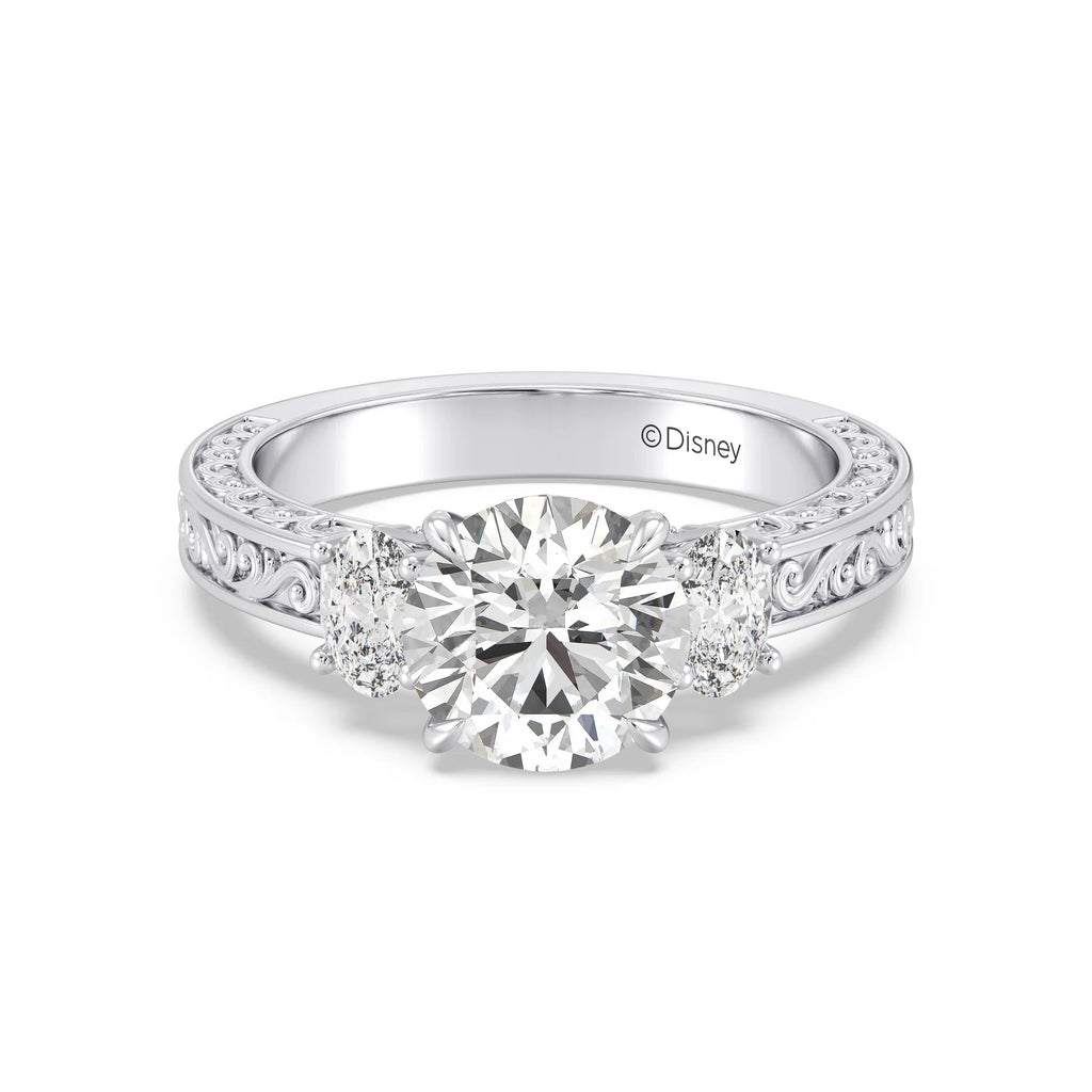 Enchanted Star Diamond And Gold Disney Princess Rapunzel Vintage Oval Three Stone Engagement Ring