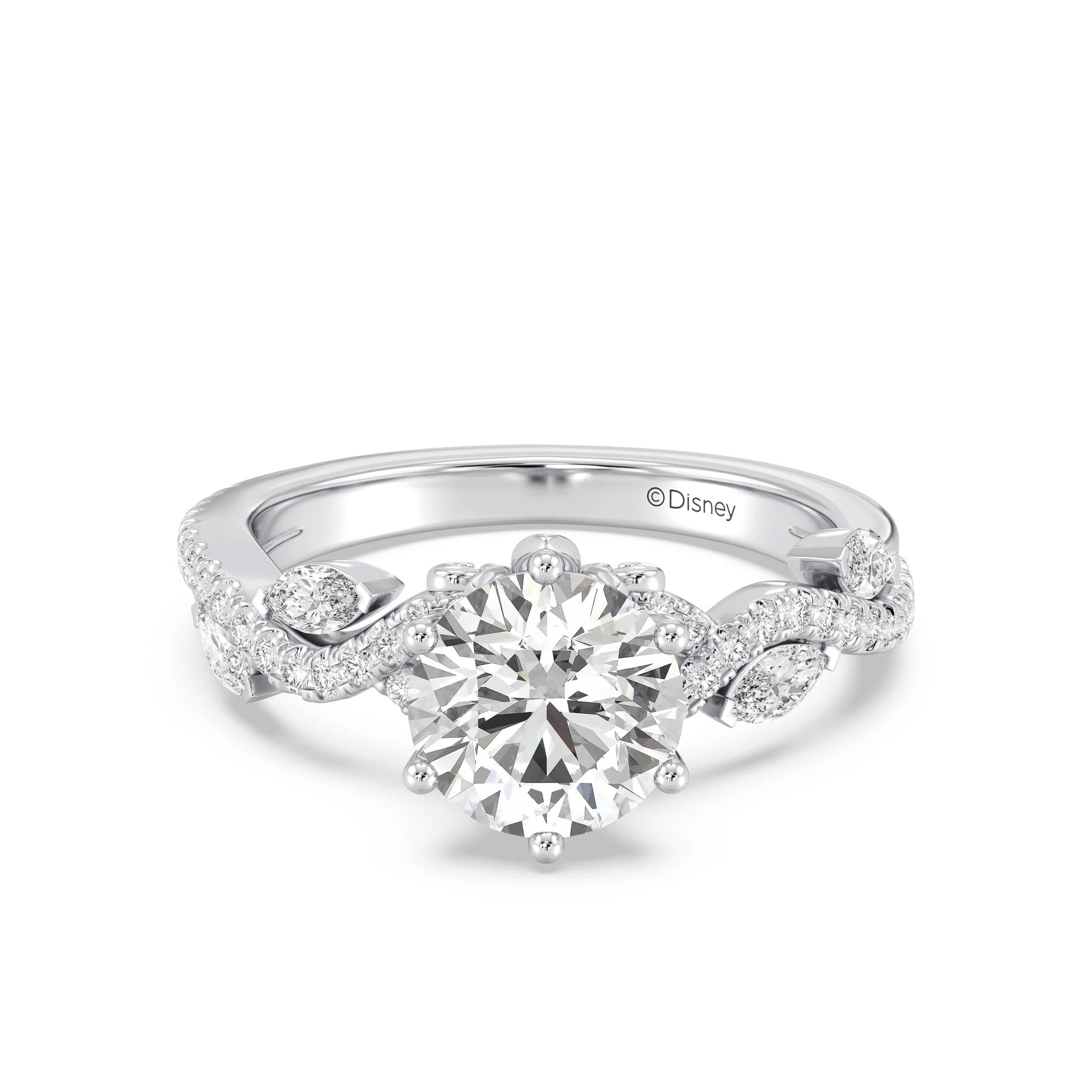 Enchanted Star Diamond And Gold Disney Princess Rapunzel Pavé Vine Engagement Ring Main image