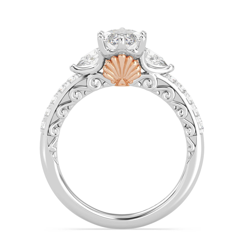 Enchanted Star Diamond Gold Ariel Shell Gallery Engagement Ring