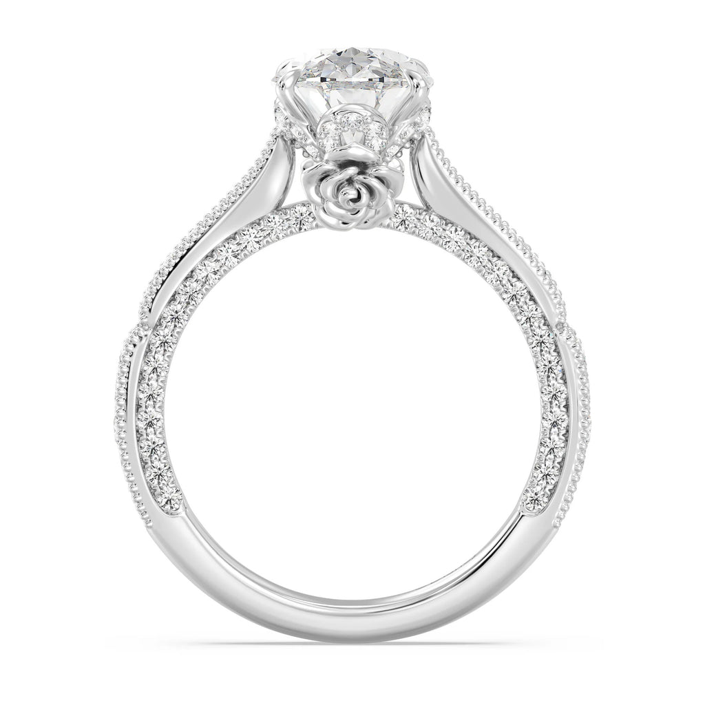 Enchanted Star Diamond And Gold Disney Princess Belle Vintage Milgrain Engagement Ring