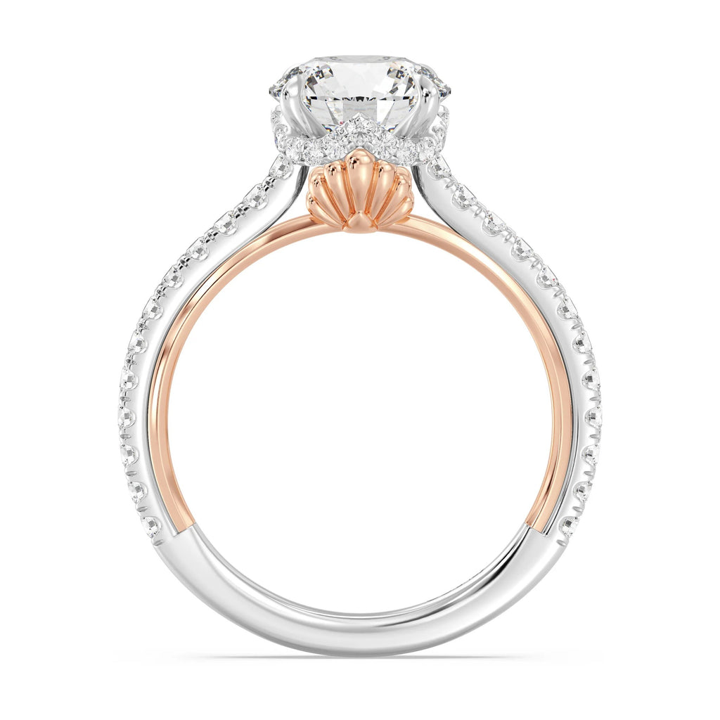 Enchanted Star Diamond And Gold Disney Princess Ariel Hidden Halo Engagement Ring