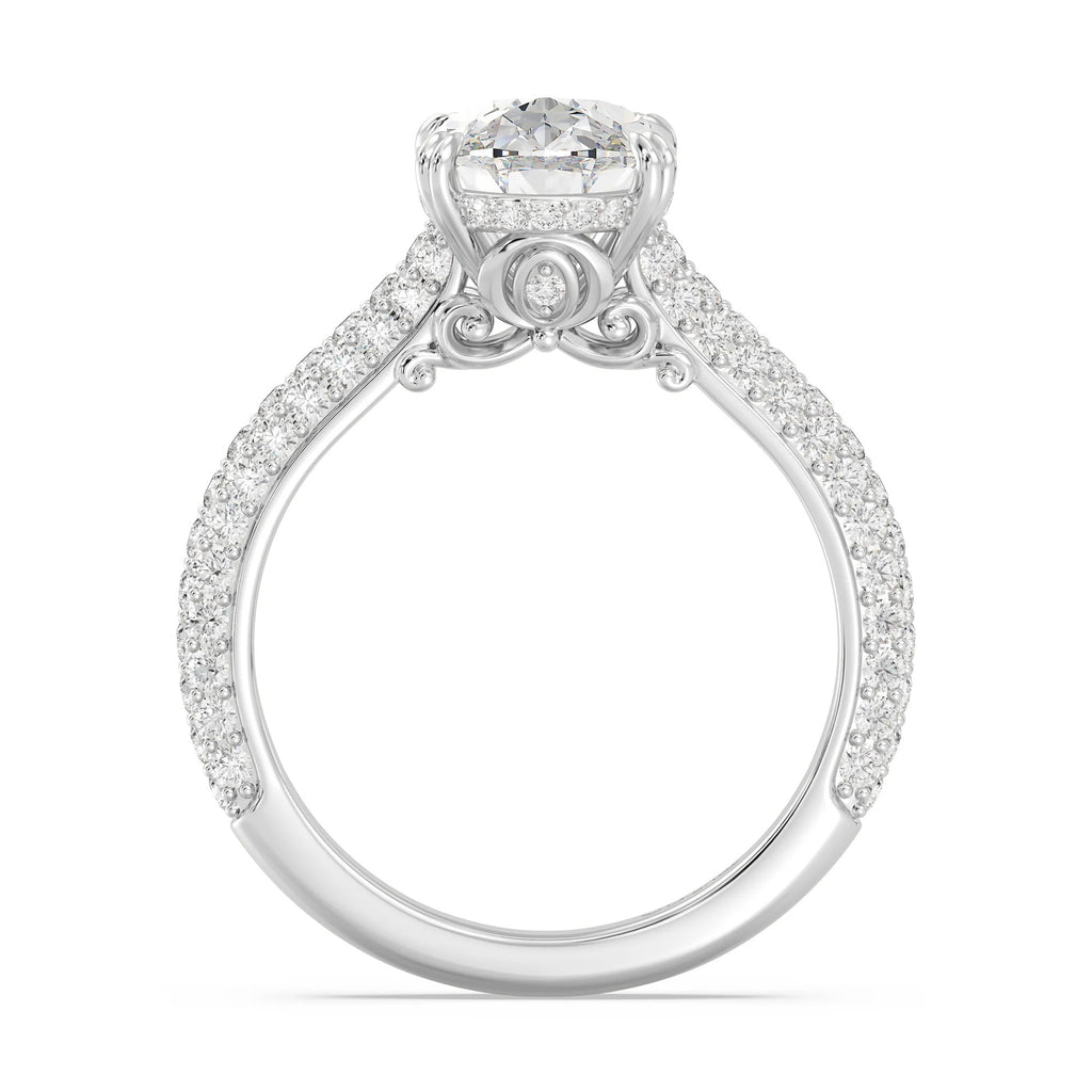 Anillo de compromiso solitario con diamantes cultivados en laboratorio de talla esmeralda D-VVS2 de 3 quilates y engaste en bisel