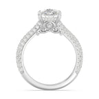 Anillo de compromiso solitario con diamantes cultivados en laboratorio de talla esmeralda D-VVS2 de 3 quilates y engaste en bisel