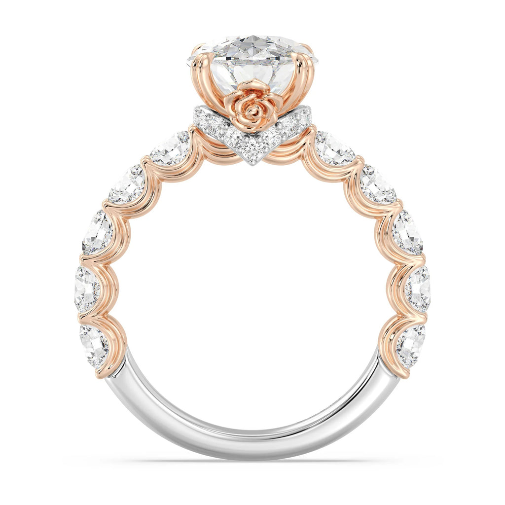 Enchanted Star Diamond And Gold Disney Princess Belle Hidden Halo Engagement Ring