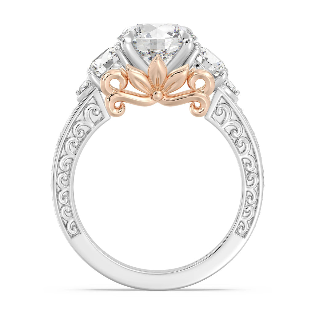 Enchanted Star Diamond And Gold Disney Princess Rapunzel Vintage Round Three Stone Engagement Ring