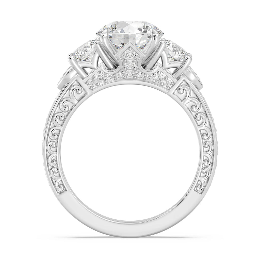 Enchanted Star Diamond And Disney Princess Aurora Vintage Round Three Stone Engagement Ring