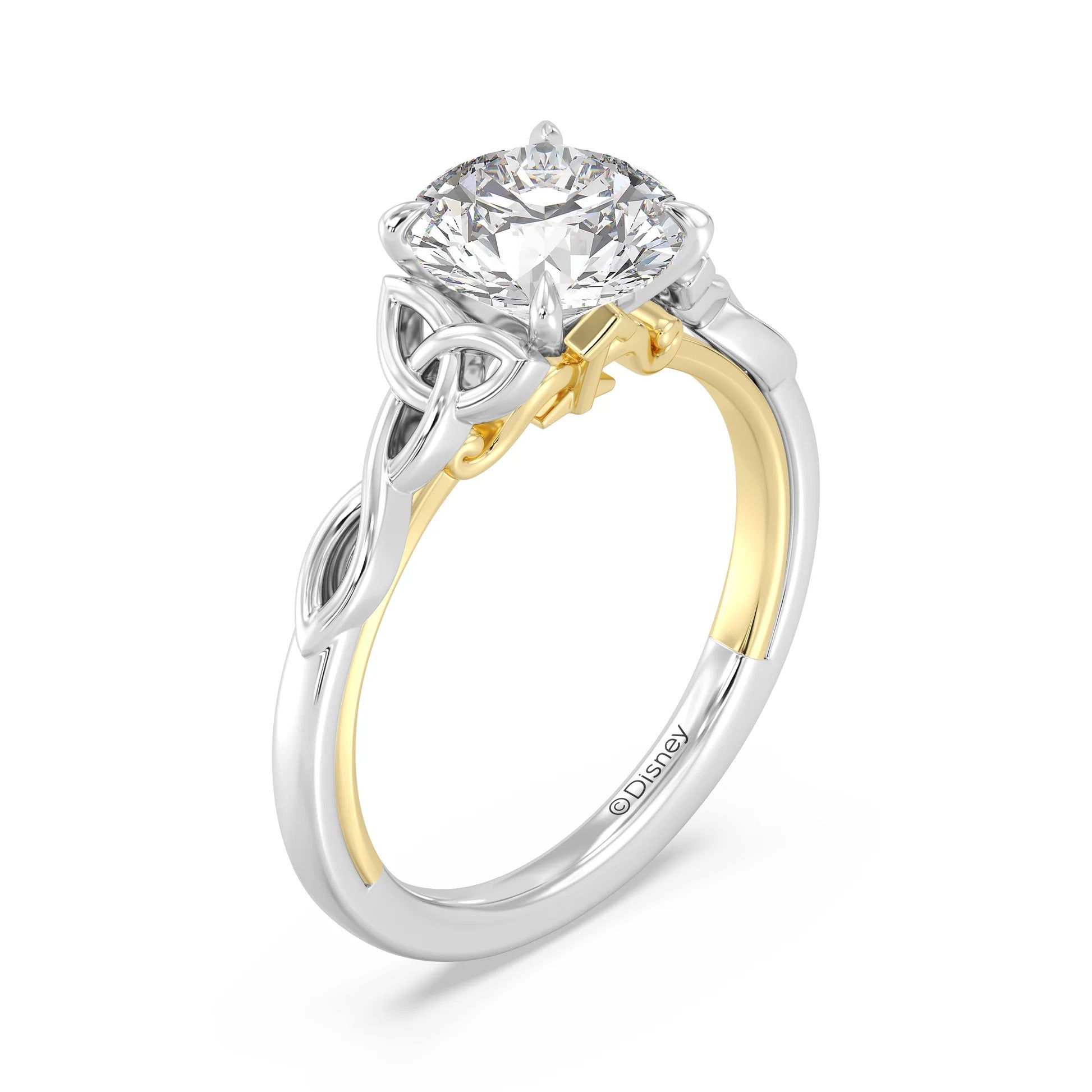 Enchanted Star Diamond And Gold Disney Princess Merida Celtic Solitaire Engagement Ring