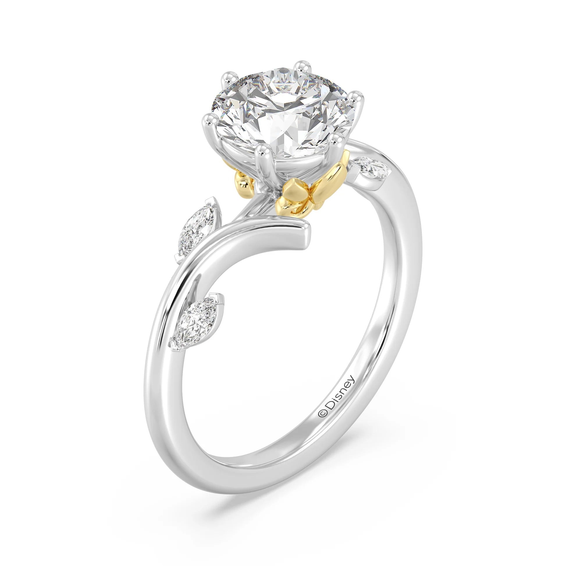 Enchanted Star Diamond And Gold Disney Princess Rapunzel Classic Vine Engagement Ring