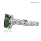 intense Green Emerald Cut Lab Grown Diamond Wedding Ring - DisneyValley