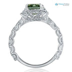 intense Green Emerald Cut Lab Grown Diamond Wedding Ring - DisneyValley