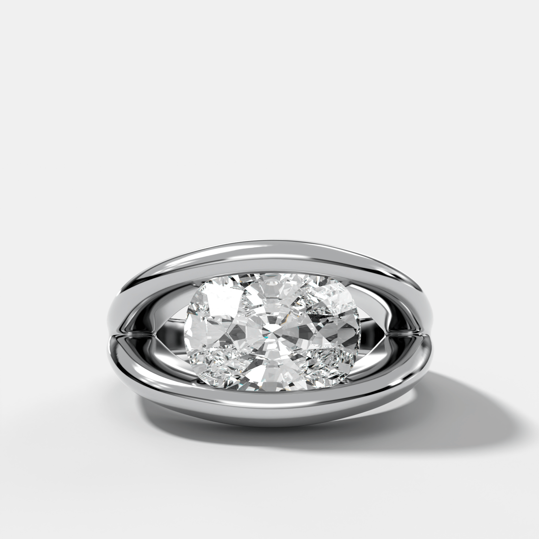 Iris Engagement Ring With an East West Elongated Cushion Cut Diamond