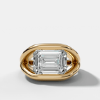 Iris Engagement Ring With East West Emerald Cut Diamond