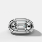 Iris Engagement Ring With East West Emerald Cut Diamond