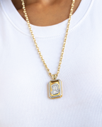 JESUS DOG TAG Two-Tone Gold Pendant with 0.45ct Diamonds