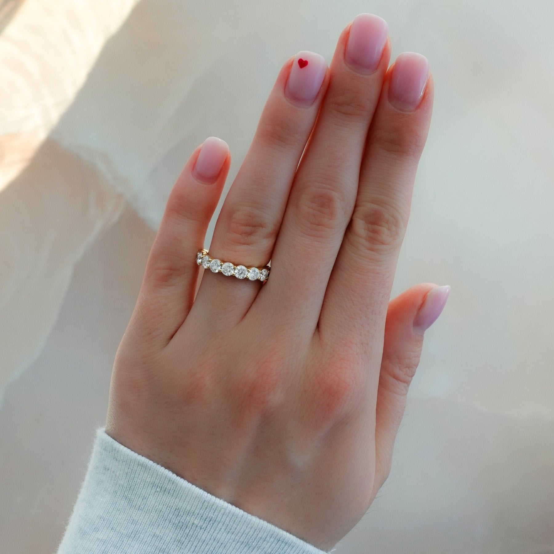 Jumbo Shared Prong Wedding Band With Round Diamonds Secondary image
