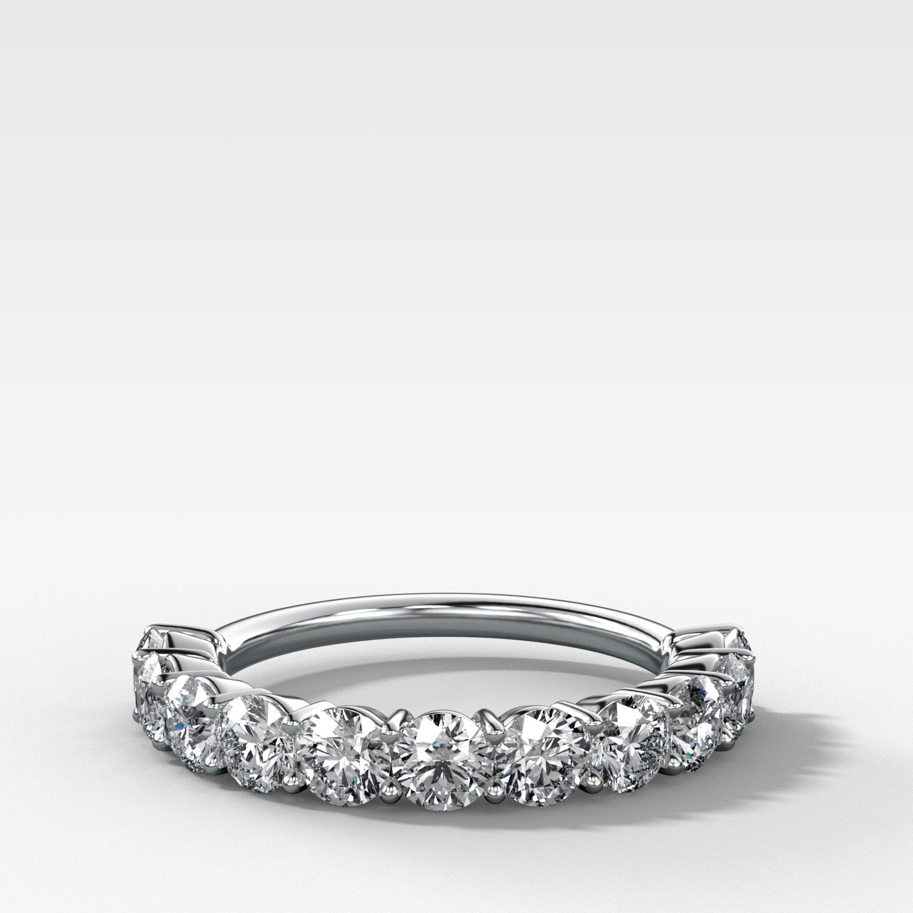 Jumbo Shared Prong Wedding Band With Round Diamonds