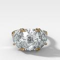 Jumbo Three Stone ring with Half Moon sides & an Elongated Cushion Cut