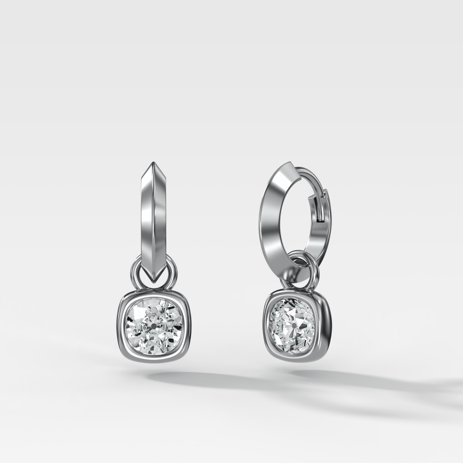 Knife Edge Drop Earrings with Old Euro Cut Diamond