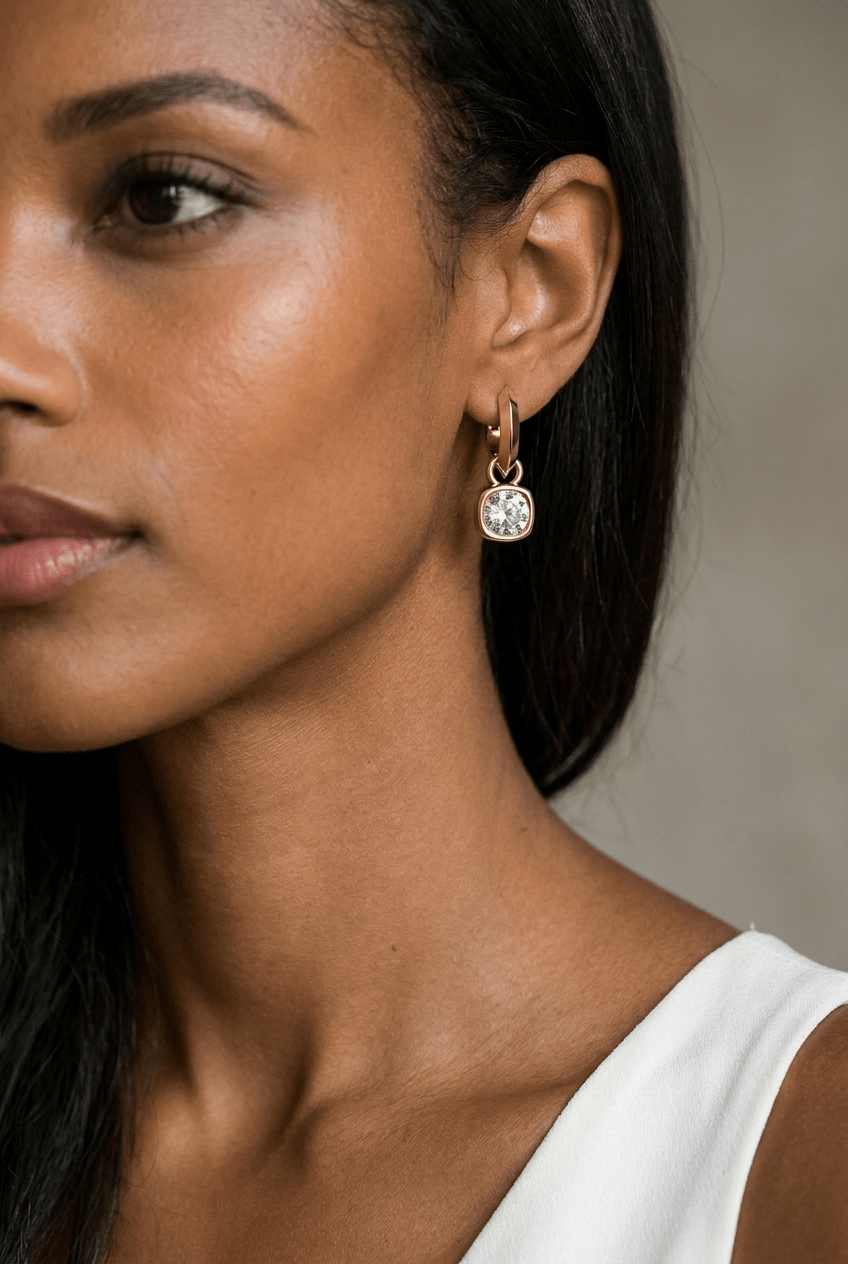 Knife Edge Drop Earrings with Old Euro Cut Diamond