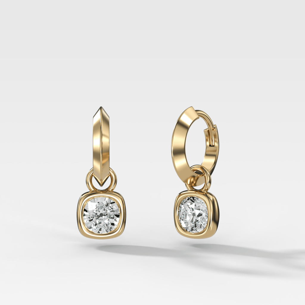 Knife Edge Drop Earrings with Old Euro Cut Diamond
