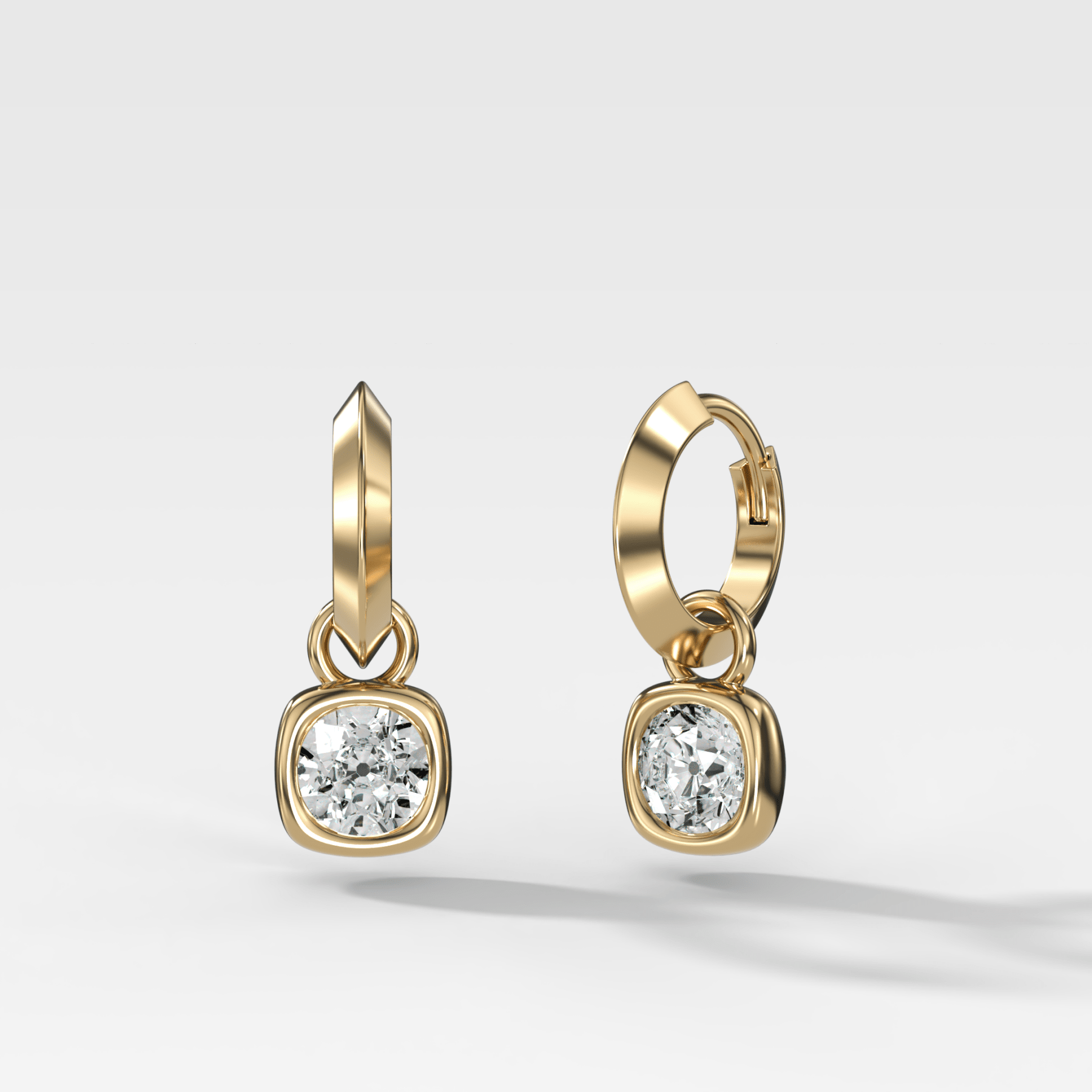 Knife Edge Drop Earrings with Old Euro Cut Diamond