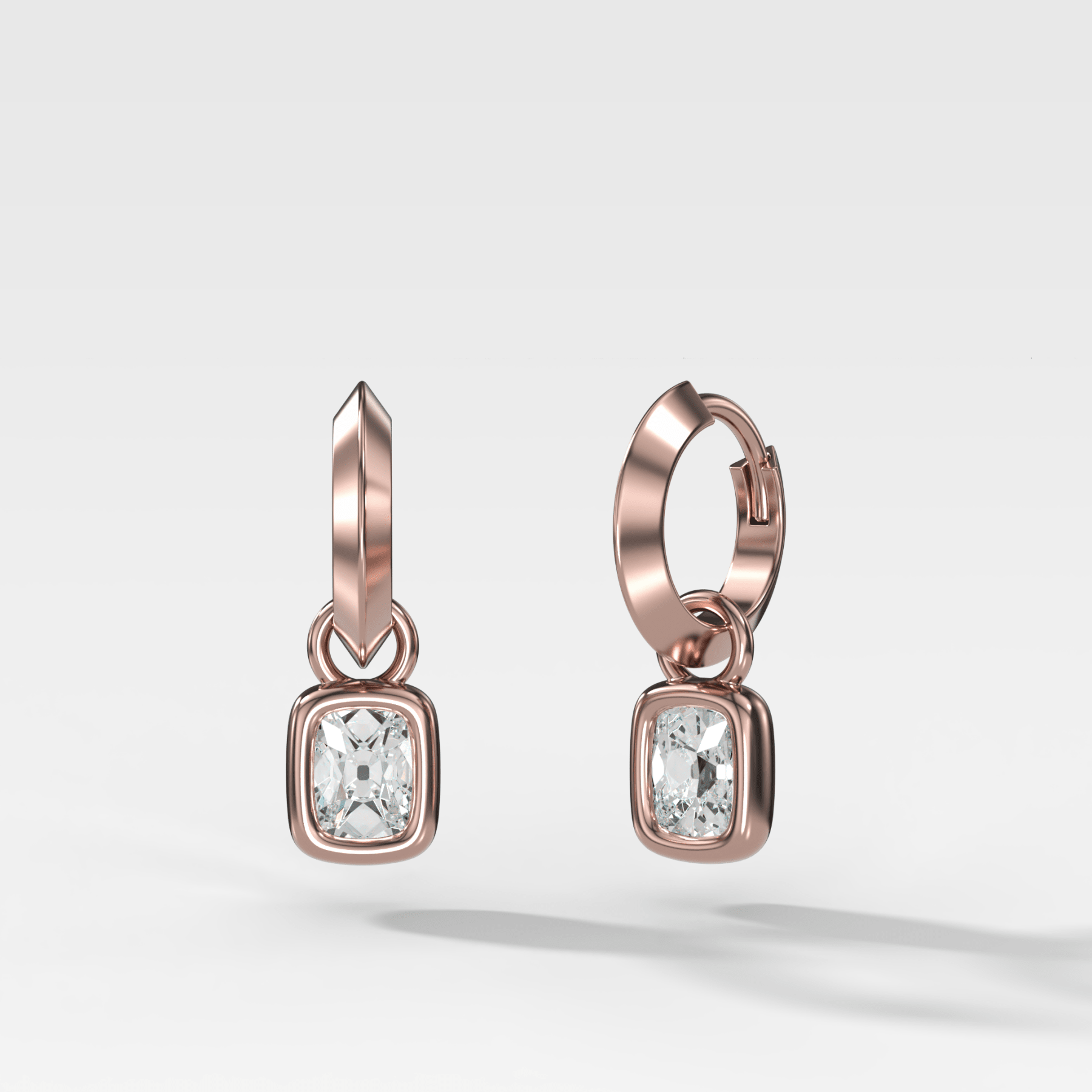 Knife Edge Drop Earrings with Old Mine Cut Diamond