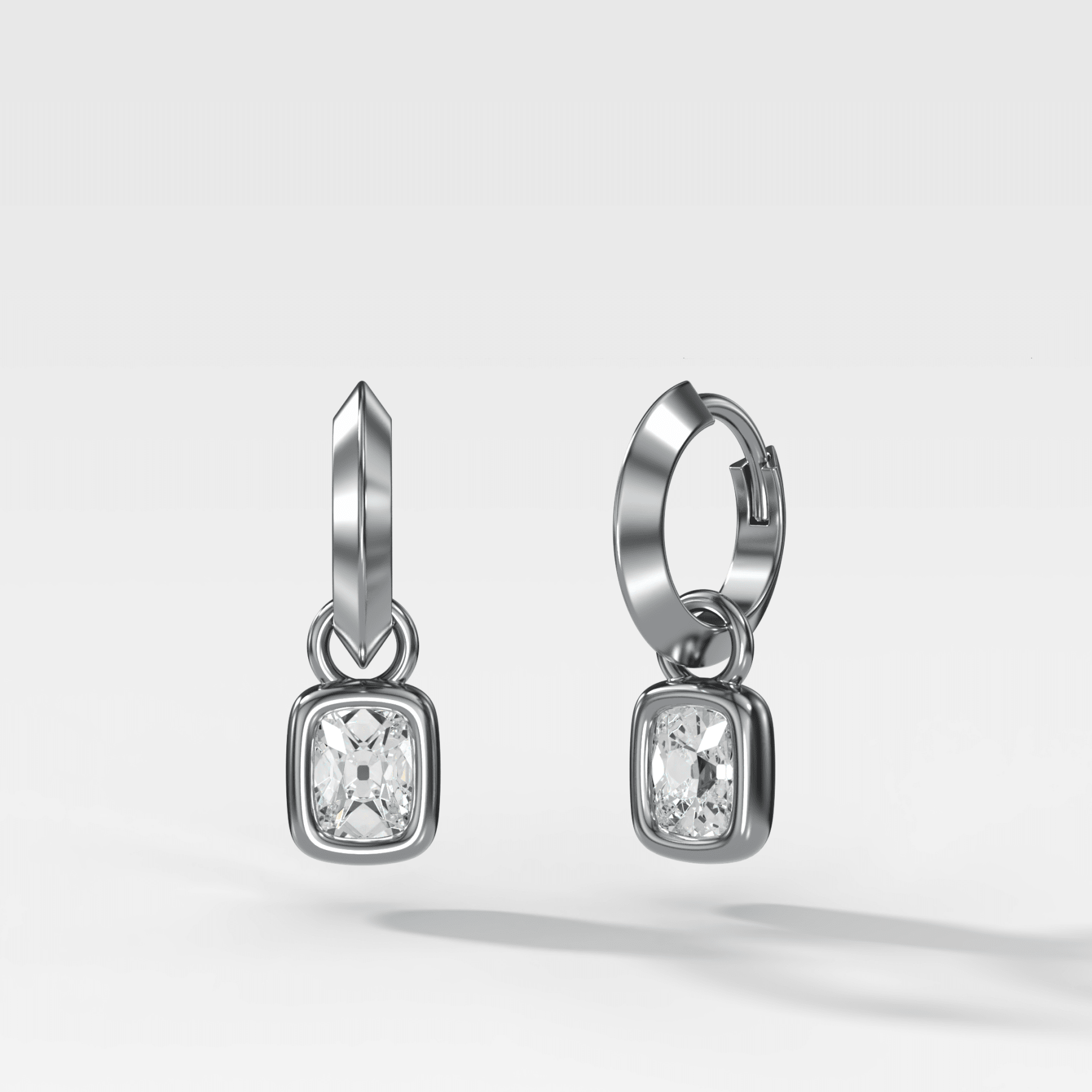 Knife Edge Drop Earrings with Old Mine Cut Diamond