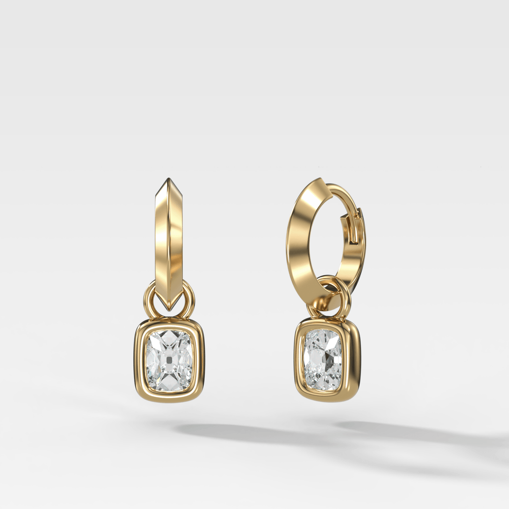 Knife Edge Drop Earrings with Old Mine Cut Diamond