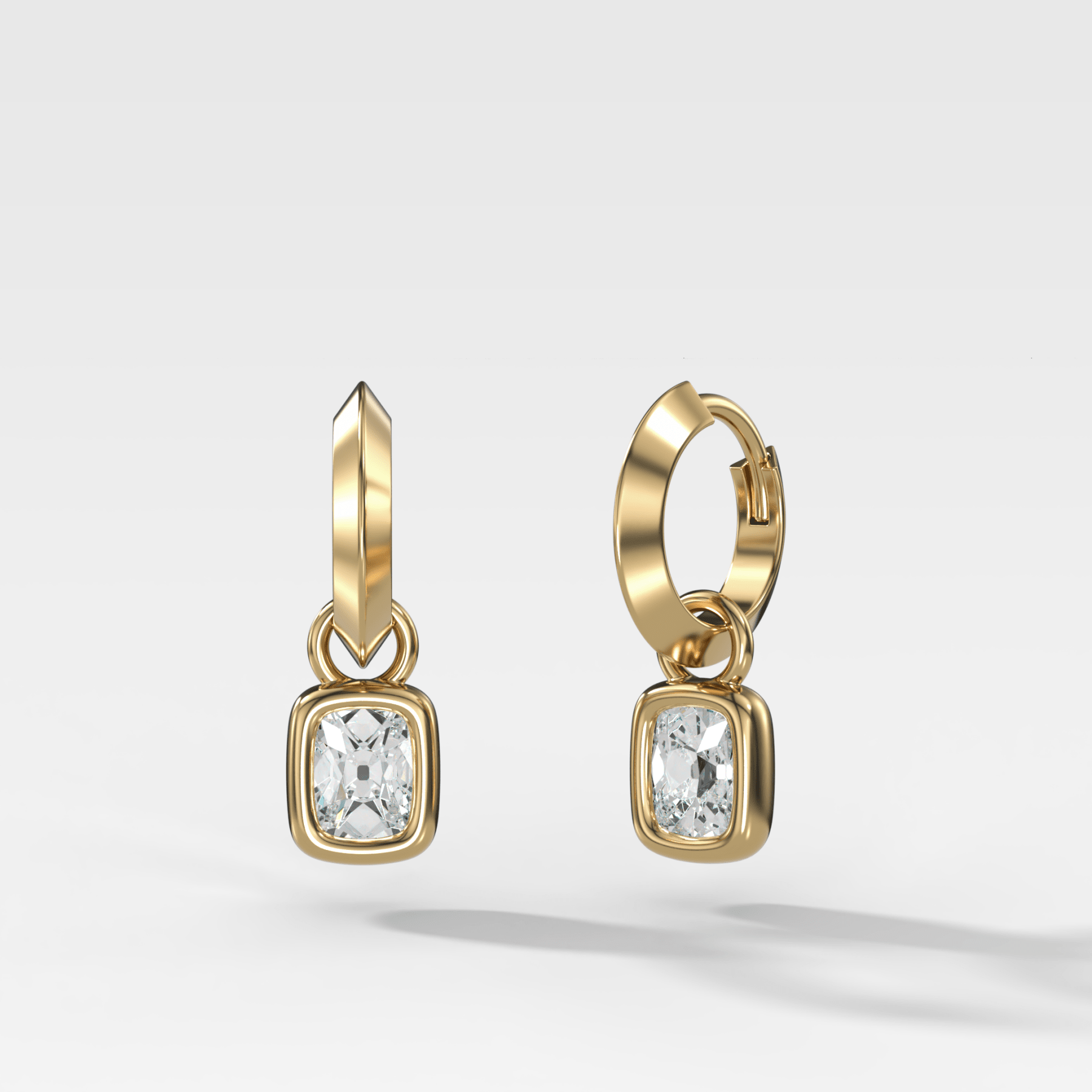 Knife Edge Drop Earrings with Old Mine Cut Diamond