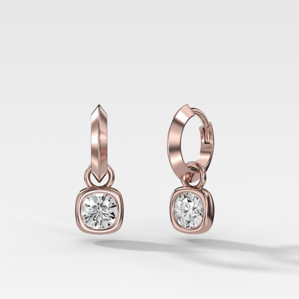 Knife Edge Drop Earrings with Round Cut Diamond